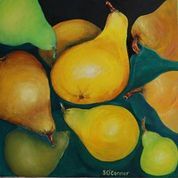 Sally O'Connor-Harvest Pears-oil on canvas-46x46cm-2021