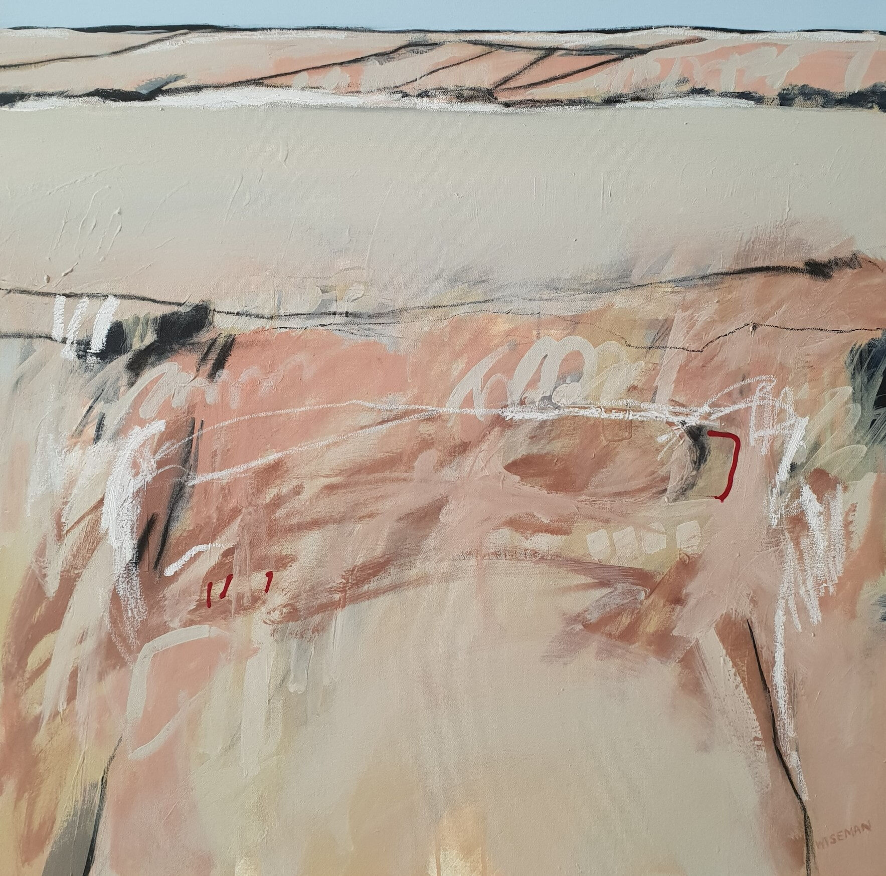 Diana Wiseman-Solitude-acrylic& oilstick on canvas=76x76cm-2021-framed