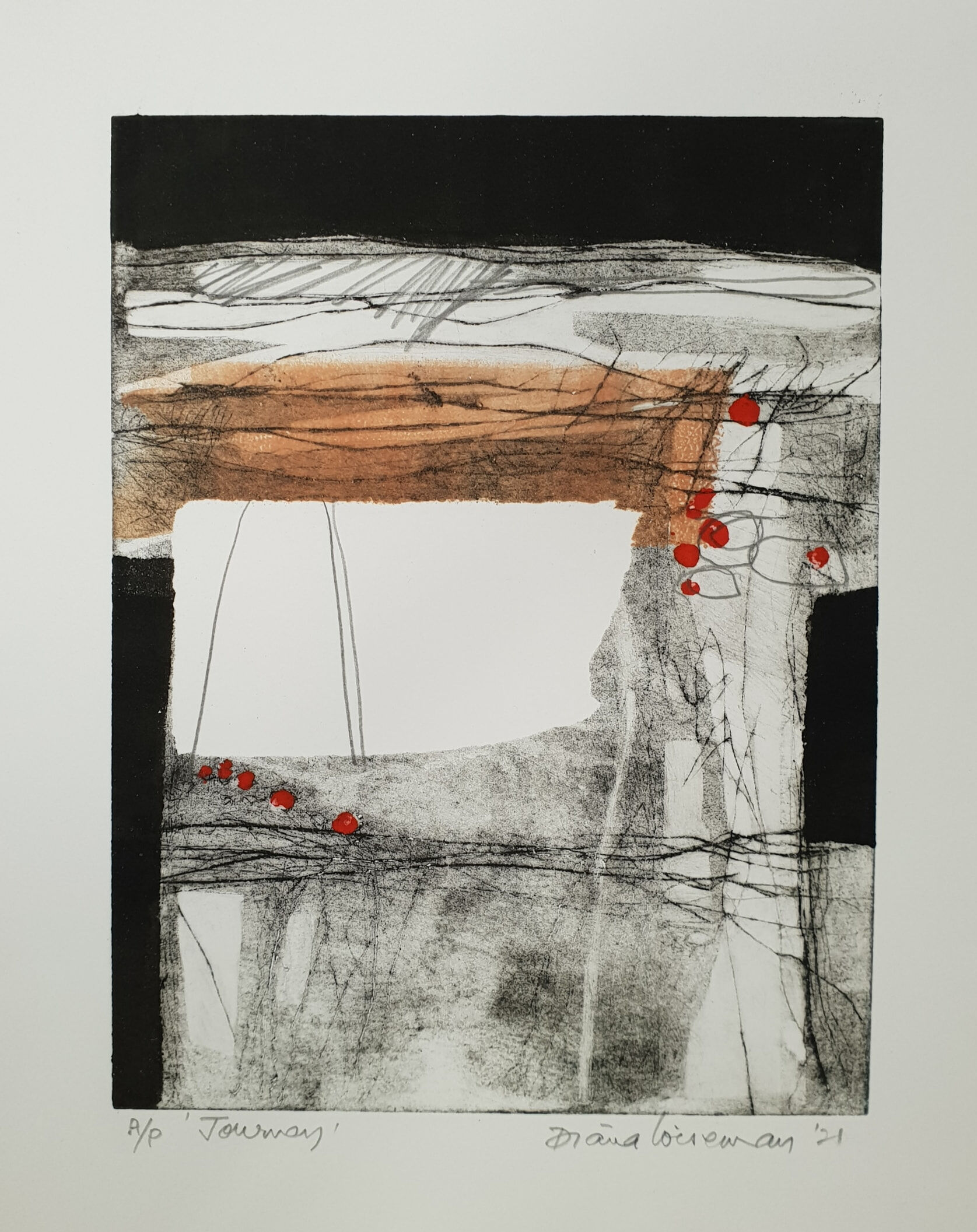 Diana Wiseman -Journey- Mixed media- 21x28 cm-10x2 exhibition