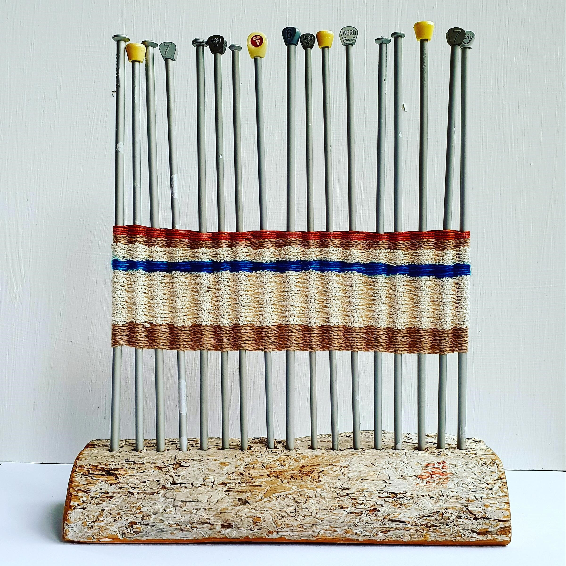 Water-Weaving, silk,cotton and wool(some hand dyed)-knitting needles