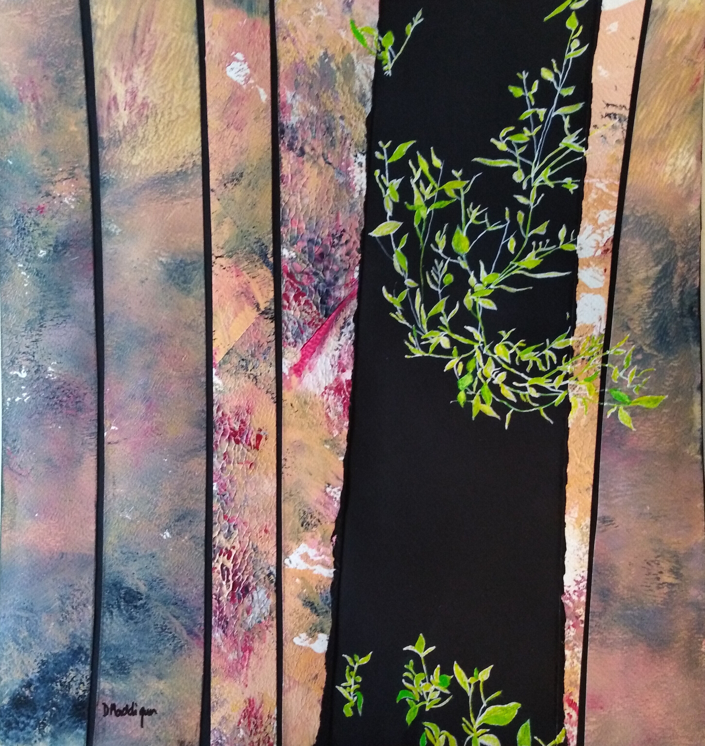 Denise M-Survival-Oil collage and gouache. 31 x 32 cm